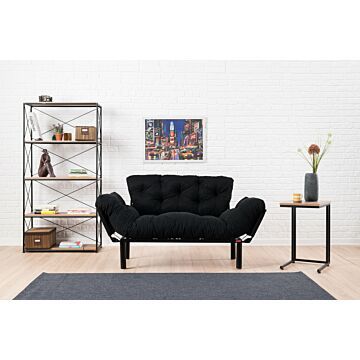 Asir - bankbed - slaapbank - Sofa - 2-zitplaatsen - Zwart - 155 x 70 x 85 cm