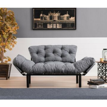 Asir - bankbed - slaapbank - Sofa - 2-zitplaatsen - Grijs - 155 x 70 x 85 cm