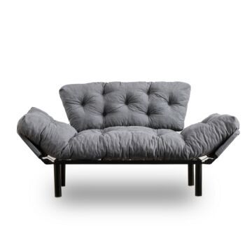 Asir - bankbed - slaapbank - Sofa - 2-zitplaatsen - Grijs - 155 x 70 x 85 cm