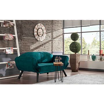 Asir - bankbed - slaapbank - Sofa - 2-zitplaatsen - Benzine blauw - 177 x 75 x 87 cm
