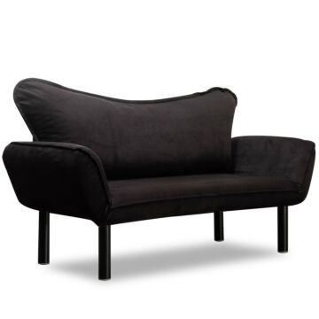 Asir - bankbed - slaapbank - Sofa - 2-zitplaatsen - Zwart - 140 x 65 x 70 cm