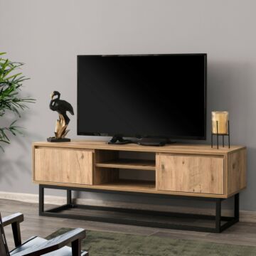 Asir TV Kast - Televisiemeubel - Zwart Pijnboom - 140 x 50 x 40 cm