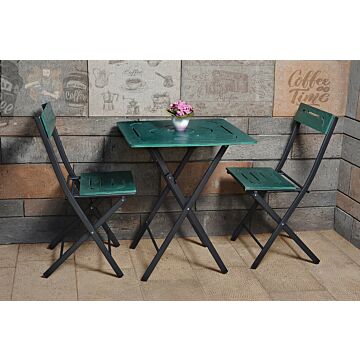 Asir Tuintafel en stoelen ingesteld (3 stuks) - Groen Zwart - 60 x 73 x 60 cm