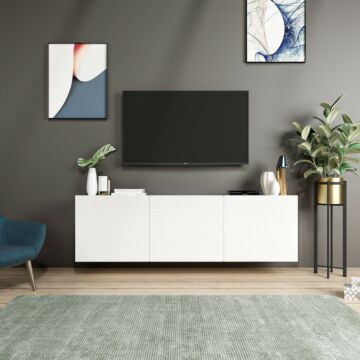 Asir TV Kast - Televisiemeubel - Wit - 150 x 44 x 31 cm