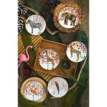 Asir Cake Serving Set (6 stuks) - Multicolor - 21 x 21 x 2 cm