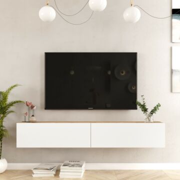 Asir TV Kast - Televisiemeubel - Atlantische pine Wit - 180 x 29,6 x 31,6 cm