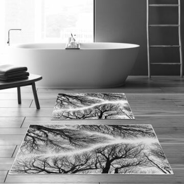 Asir Bathmat Set (2 Pieces) 100% POLYESTER 850 gr/mNon-Slip Underside Anti bacterial Easy Cleaning Fabric Bathmat: 50 x 60 cm Bathmat: 60 x 100 cm