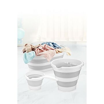 Asir Basket Set 100% PLASTIC Laundry Basket Size: 53,9 x 38,7 x 23,5 cm Folded Height: 7 cm Bucket Size: 27 x 33 x 7 cm Stoup Size: 11 x 16 x 3,5 cm Foldable