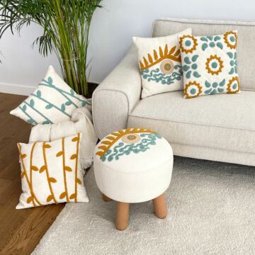 Asir Pouffe & Cushion Set (5 Pieces). Sunny All Day