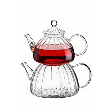 Asir Teapot. 100% BOROSILICATE GLASS Heat and Flame Resistent Steel Strainer Top Module: 800 ml Bottom Module: 1.5 lt