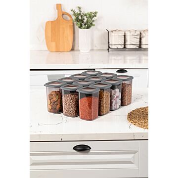 Asir Set opbergdozen (12 stuks). 100% PLASTIC BPA-vrij Afmetingen: 10 x 10 x 16,5 cm / 1,2 lt (12 stuks)