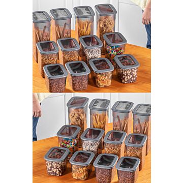 Asir opbergdozenset (24 stuks). 100% PLASTIC BPA-vrij Afmetingen: 12 x 16,5 x 11,2 cm / 1,3 lt (8 stuks) Afmetingen: 12 x 16,5 x 16,5 cm / 2 lt (8 stuks) Afmetingen: 12 x 16,5 x 27,5 cm / 3,2 lt (8 stuks)