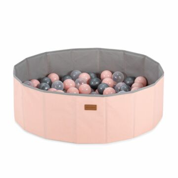 Ballenbak babys - Roze- 90 ballen in de kleuren Roze, Zilver en Doorzichtig - Roze - 80 x 80 x 26 cm