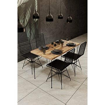 Asir - Tafel en stoelen ingesteld (5 stuks) - Eik
Zwart - 120 x 60 x 75