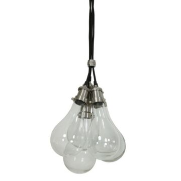 Light & Living Hanglamp Fida 5L Ø14x33 cm Glas Nikkel Satin