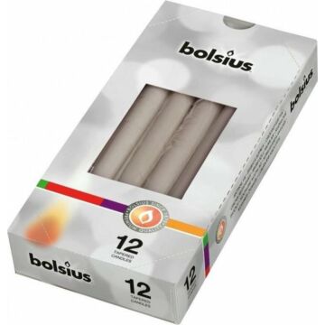 Bolsius - Gotische kaarsen - 12 STUKS in doos -  Warm grijs - 245x24 mm