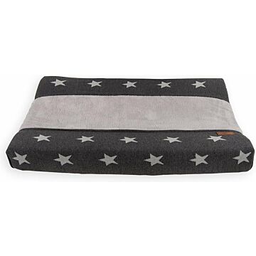 Baby's Only Gebreide baby aankleedkussenhoes - Waskussenhoes - Overtrek verzorgingskussen Star - Antraciet/Grijs - 45x70 cm