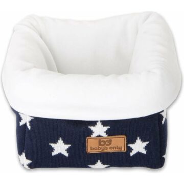 Baby's Only Gebreide commodemandje - Opbergmandje - Commode organizer - Babykamer accessoires Star - Marine/Wit