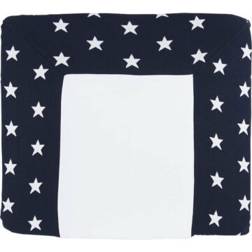 Baby's Only Gebreide baby aankleedkussenhoes - Waskussenhoes - Overtrek verzorgingskussen Star - Marine/Wit - 75x85 cm