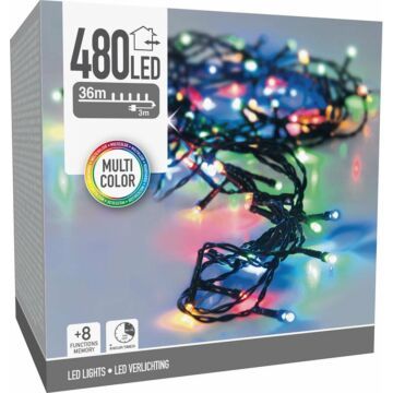 Kerstverlichting 480 led- 36m - multicolor - Timer - Lichtfuncties - Geheugen - Buiten (DSS-80981.8)