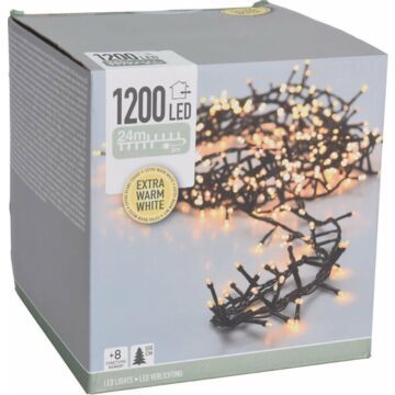 Microcluster - 1200 led - 24m - extra warm wit - Timer - Lichtfuncties - Geheugen - Buiten (DSS-81160.6)