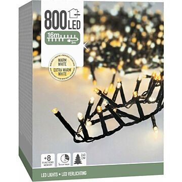 Microcluster - 800 led - 16m - two tone romantic - Timer - Lichtfuncties - Geheugen - Buiten (DSS-81275.7)