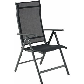 Hoppa! SONGMICS Tuinstoel, klapstoel, outdoorstoel met robuust aluminium frame, rugleuning 8-traps verstelbaar, tot 120 kg belastbaar, zwart 