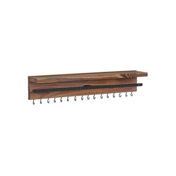 Hoppa! Songmics Sieradenorganisator, wandgemonteerde sieradendisplay met plank, haken, oorbel, armbandenhouder, geschenk, rustiek bruin