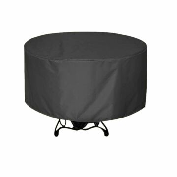 Hoppa! tuinmeubelhoes - tuinmeubelcover - buitenhoes - rond -  zwart, 148*60 cm - hoes voor patio meubels, buitentafels - koffietafels en stoelen. 420D UV-bestendig, zilver gecoate Oxford-stof  