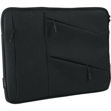 Cristo Portable sleeve voor 17 inch laptops, met extra opbergvakken, zwart