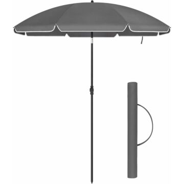 Hoppa! Songmics Grijze Parasol met PA-Gecoate Polyester Luifel en Glasvezelribben - Boog Diameter 1,8 m