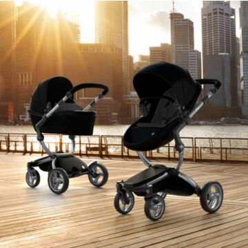 Mima Xari Stroller | Frame - Graphite Grey | Seat + Canopy - Black | Starter Pack - Black - Babyhuys.com