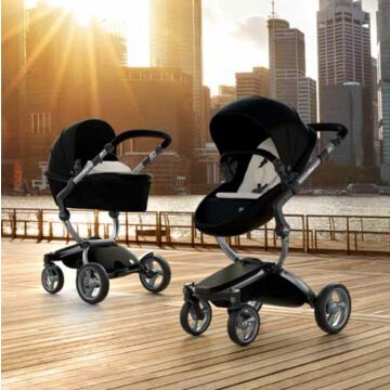 Mima Xari Stroller | Frame - Graphite Grey | Seat + Canopy - Black | Starter Pack - Stone White - Babyhuys.com