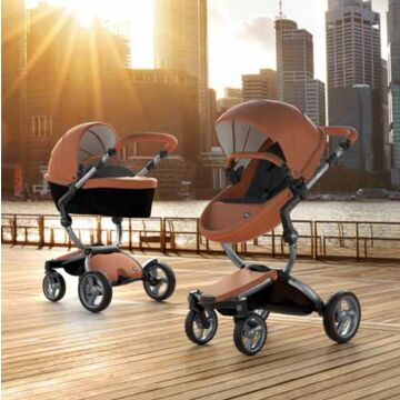 Mima Xari Stroller | Frame - Graphite Grey | Seat + Canopy - Camel | Starter Pack - Black - Babyhuys.com