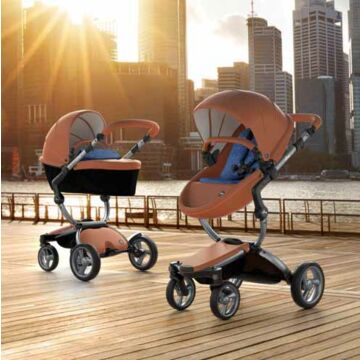 Mima Xari Stroller | Frame - Graphite Grey | Seat + Canopy - Camel | Starter Pack - Denim Blue - Babyhuys.com