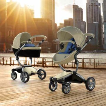 Mima Xari Stroller | Frame - Graphite Grey | Seat + Canopy - Champagne | Starter Pack - Denim Blue - Babyhuys.com