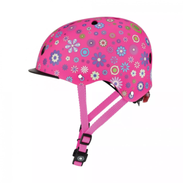 Globber Helm Elite Lights Pink Flowers - Babyhuys.com