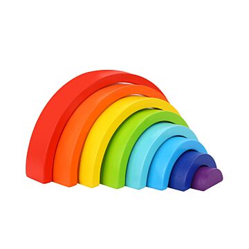 Houten speelgoed regenboog stapelbaar - stapeltoren - Regenboogkleuren - 8-delig- Open einde speelgoed - Educatief montessori speelgoed 
