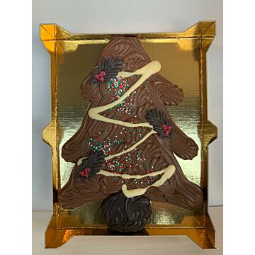 Chocolade kerstboom in melkchocolade met decoratie