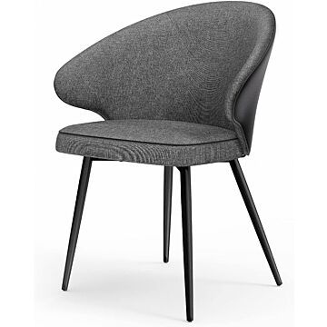 Hoppa! Songmics Eetkamerstoel  keukenstoel  gestoffeerde stoel  stoel met armleuningen  metalen poten  modern  woonkamerstoel  voor eetkamer  keuken  donkergrijs