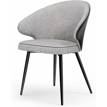 Hoppa! Songmics Eetkamerstoel  keukenstoel  gestoffeerde stoel  stoel met armleuningen  metalen poten  modern  woonkamerstoel  voor eetkamer  keuken  lichtgrijs