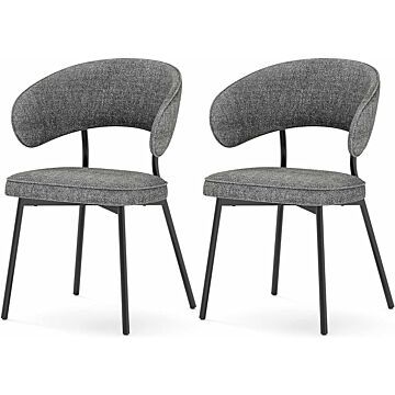 Hoppa! Songmics Eetkamerstoel  keukenstoel  gestoffeerde stoel  loungestoel  metalen poten  modern  voor eetkamer  keuken  donkergrijs