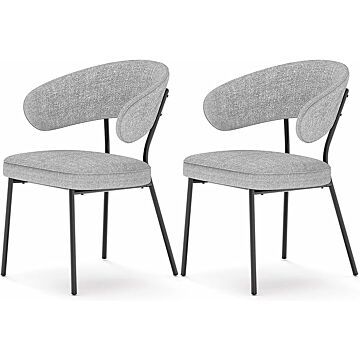 Hoppa! Songmics Eetkamerstoel  keukenstoel  gestoffeerde stoel  loungestoel  metalen poten  modern  voor eetkamer  keuken  lichtgrijs