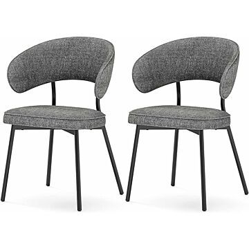 Hoppa! Songmics Eetkamerstoelen  set van 2  keukenstoelen  gestoffeerde stoelen  loungestoel  metalen poten  modern  voor eetkamer  keuken  donkergrijs