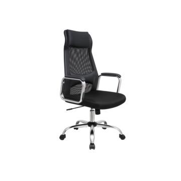 Hoppa! Songmics Bureaustoel van canvas, ergonomische stoel, verstelbare draaibare zitting, kantelmechanisme, ademend, met hoofdsteun, lendensteun, voor kantoor, belasting 120 kg, zwart
