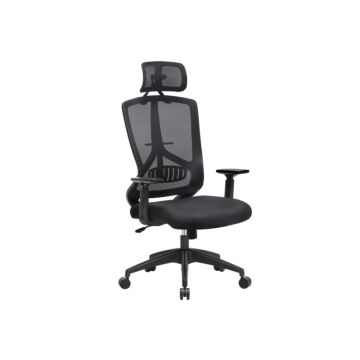 Hoppa! Songmics bureaustoel, verstelbare lendensteun, office chair, verstelbare hoofdsteun en armleuningen, belastbaar tot 150 kg zwart