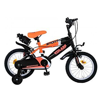 Volare Sportivo Kinderfiets - Jongens - 14 inch - Neon Oranje Zwart - Twee Handremmen (2043)