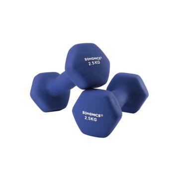 Hoppa! Songmics Korte halters, set van 2, 2,5 kg, krachttraining, thuis, op kantoor, sportschool, blauw