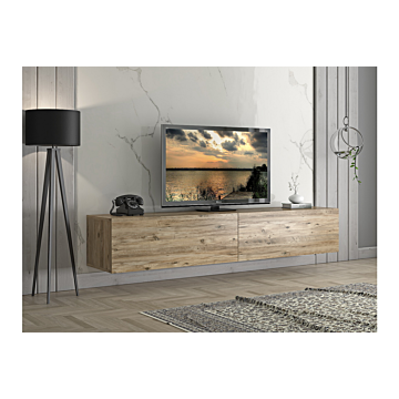 Hoppa! Vega Zwevende TV Kast - TV meubel 200 cm - Atlantic Pine / Black | Vooraanzicht | Wohi