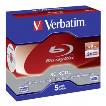 1x5 Verbatim BD-RE Blu-Ray 50GB 2x Speed, White Blue Surface JC (481817)